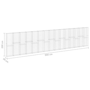 Gabbione in Acciaio Zincato Coperto 900x30x200 cm