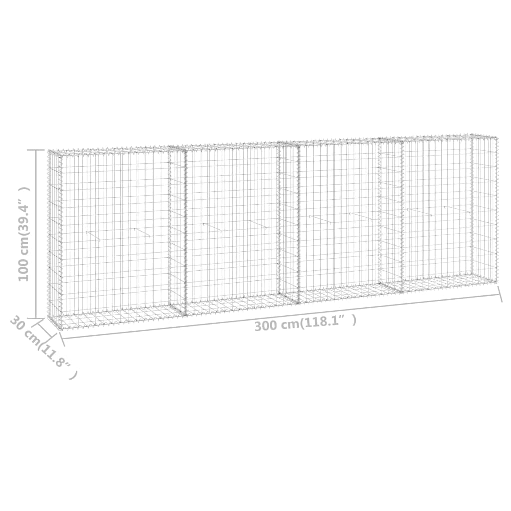 Gabbione con Copertura in Acciaio Zincato 300x30x100 cm cod mxl 13531