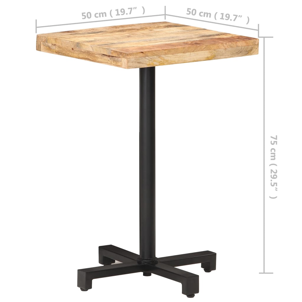 Tavolino da Bistrot Quadrato 50x50x75 cm Legno di Mango Grezzo 320262