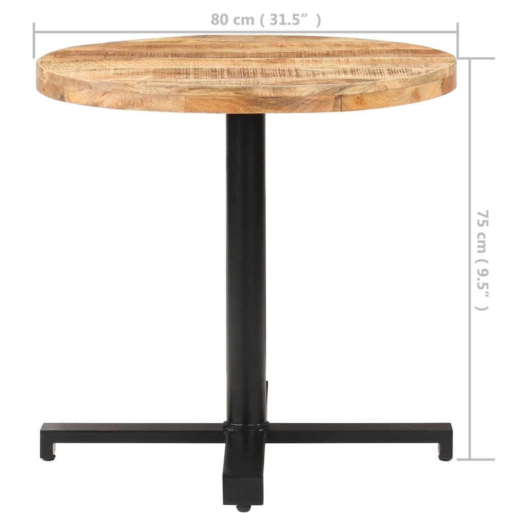 Tavolino da Bistrot Rotondo Ø80x75 cm in Legno di Mango Grezzo cod mxl 20448