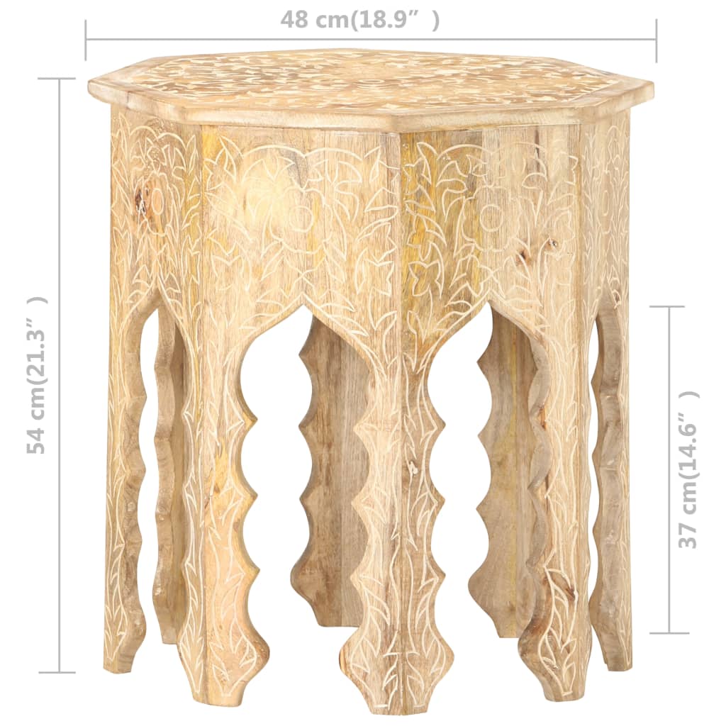 Tavolino da Salotto Ø48 cm in Legno Massello di Mango 320372