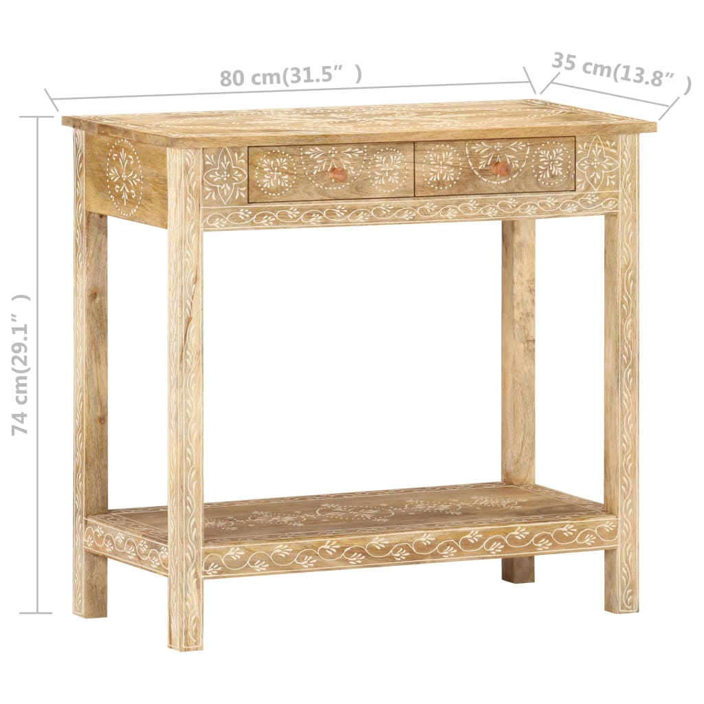 Tavolo Consolle 80x35x74 cm in Legno Massello di Mango