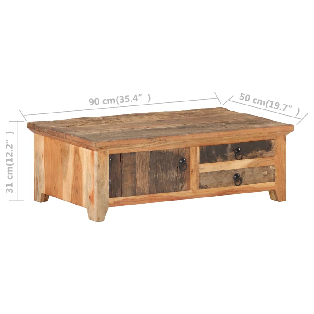 Tavolino da Caffè 90x50x35 cm in Legno Massello di Recupero cod mxl 25190