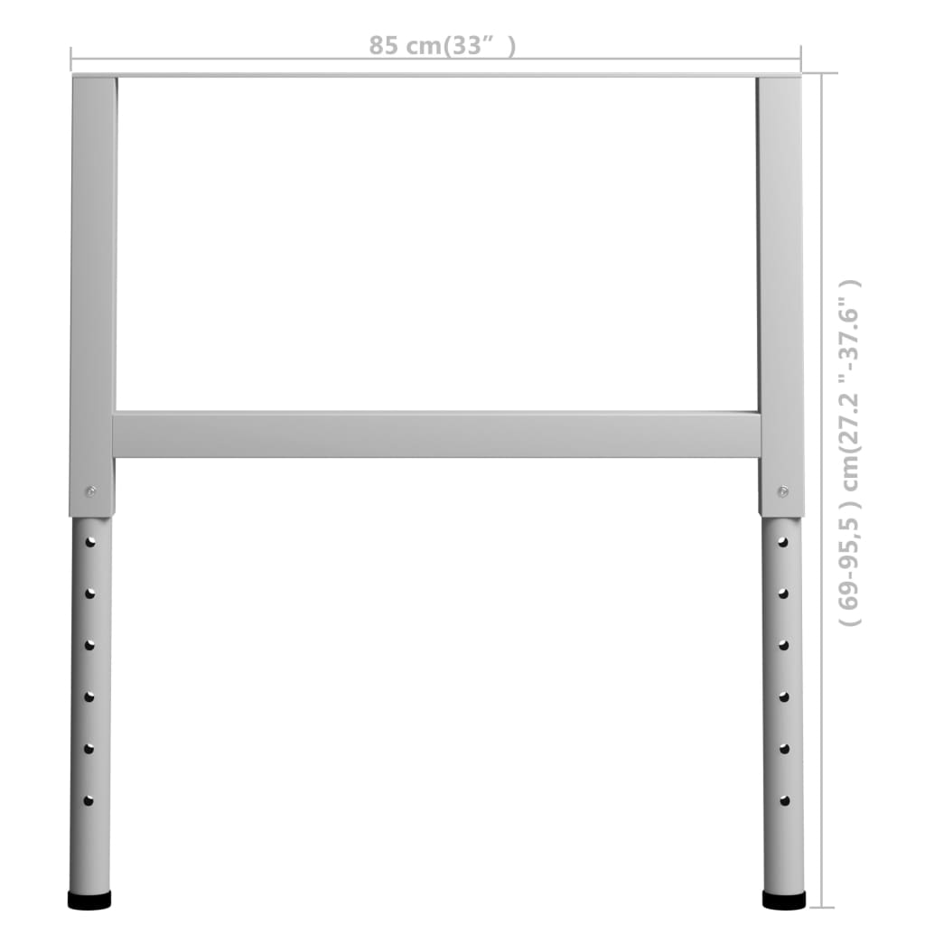 Telai per Banco da Lavoro 2 pz in Metallo 85x(69-95,5) cm Grigi 147934