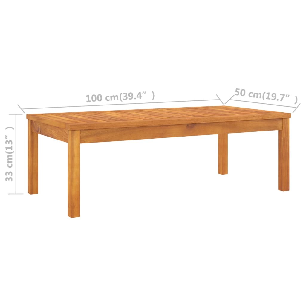 Tavolino da Caffè 100x50x33 cm in Legno Massello di Acacia 311833