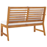 Panca da Giardino 114,5 cm con Cuscino Crema in Legno di Acacia cod mxl 74003