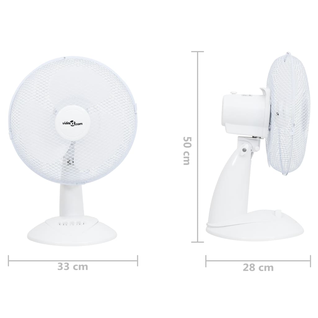 Ventilatore da Tavolo a 3 Velocità 30 cm 40 W Bianco cod mxl 42731