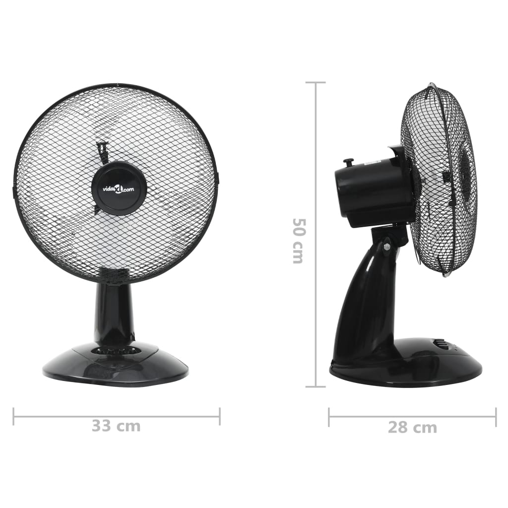 Ventilatore da Tavolo a 3 Velocità 30 cm 40 W Nero