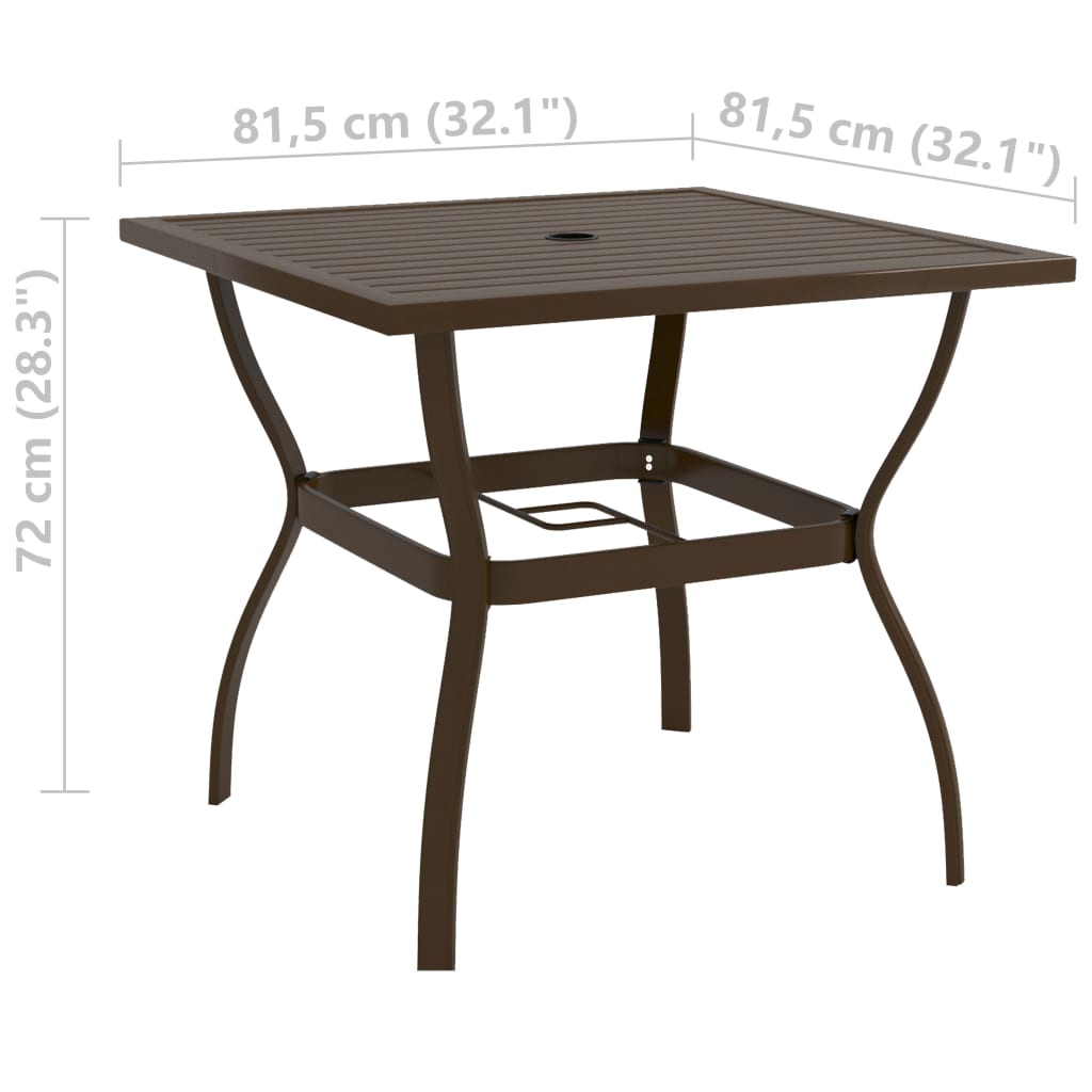 Tavolo da Giardino Marrone 81,5x81,5x72 cm in Acciaio