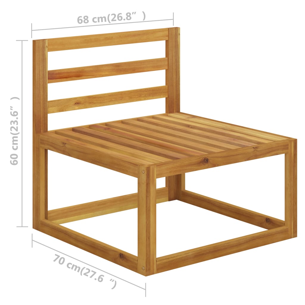 Divano Centrale Modulare Cuscini Grigio Scuro Massello Acacia 311862