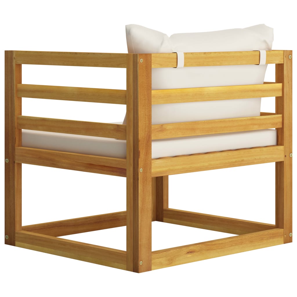 Sedia da Giardino con Cuscino Crema in Legno Massello di Acacia cod mxl 78161