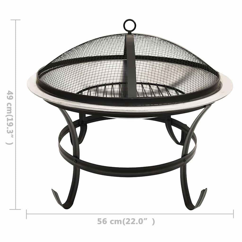 Braciere e Barbecue 2in1 e Attizzatoio 56x56x49 cm Acciaio Inox 313351