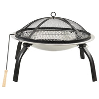 Braciere e Barbecue 2in1 e Attizzatoio 56x56x49cm Acciaio Inox cod mxl 75501