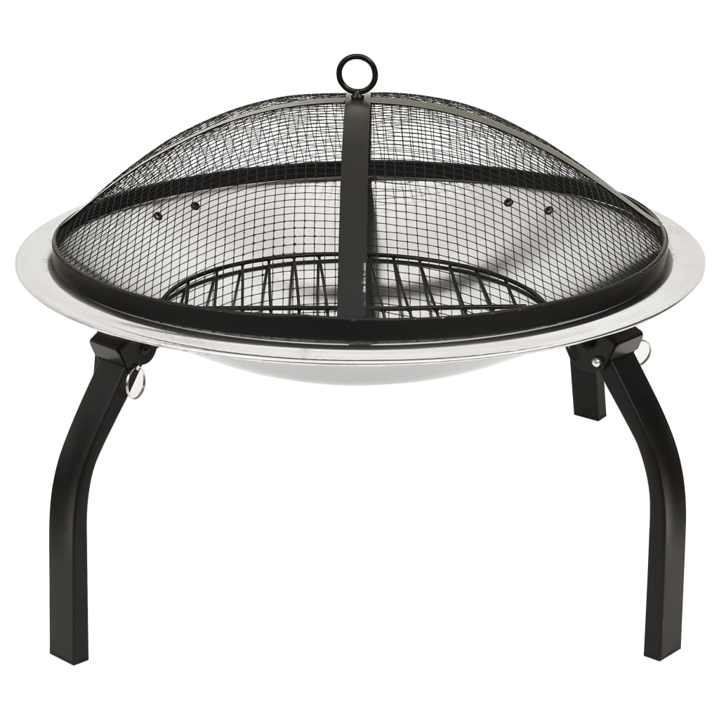 Braciere e Barbecue 2in1 e Attizzatoio 56x56x49cm Acciaio Inox 313353