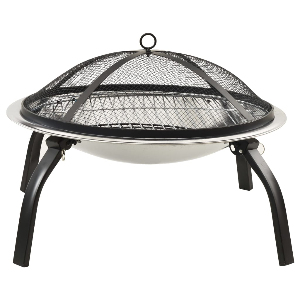 Braciere e Barbecue 2in1 e Attizzatoio 56x56x49cm Acciaio Inox 313353