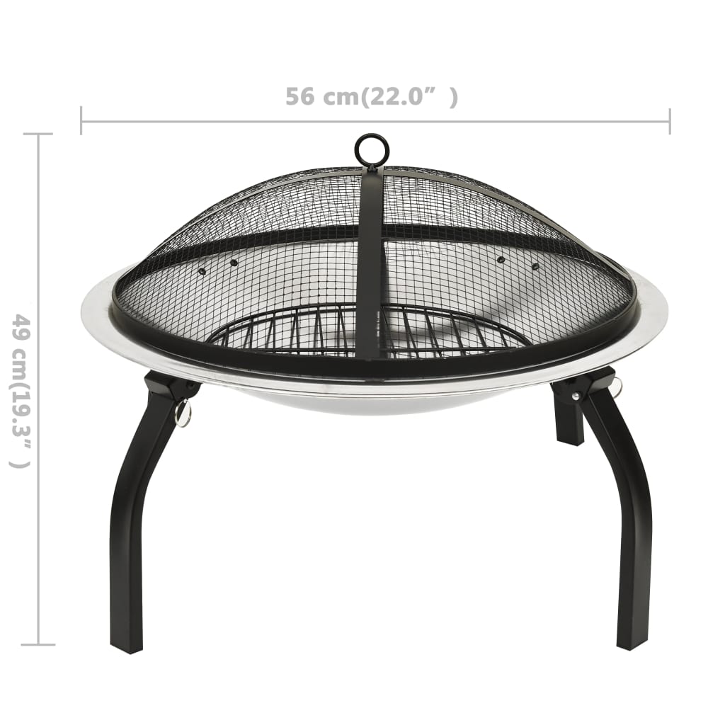 Braciere e Barbecue 2in1 e Attizzatoio 56x56x49cm Acciaio Inox cod mxl 75501