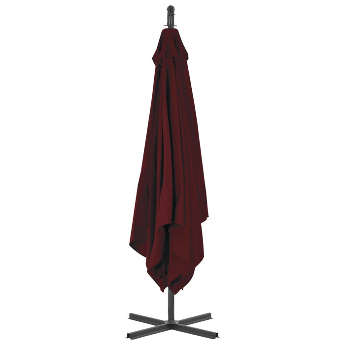 Ombrellone a Sbalzo con Palo in Acciaio 250x250 cm Rosso Vino 312510