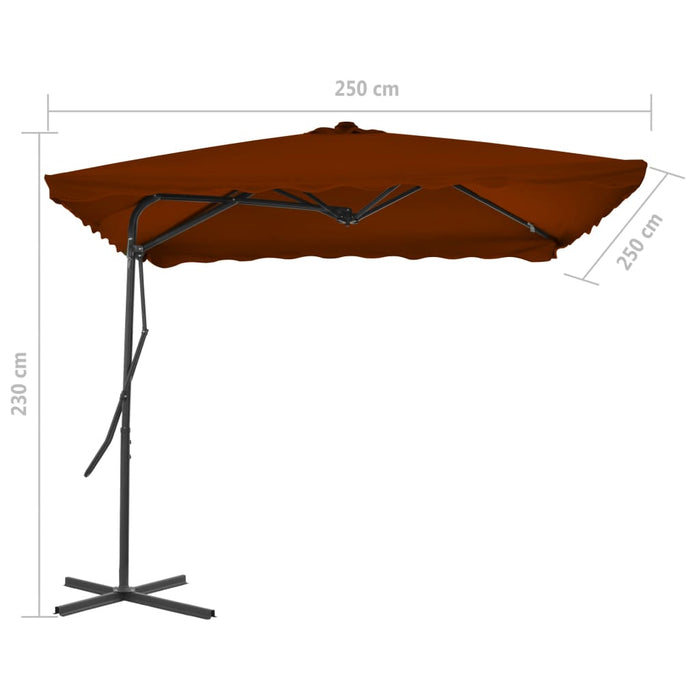 Ombrellone con Palo in Acciaio Terracotta 250x250x230 cm