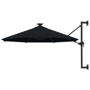 Ombrellone da Giardino a Parete con LED 300 cm Nero 312528