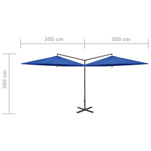 Ombrellone Doppio con Palo in Acciaio Azzurro 600 cm 312569