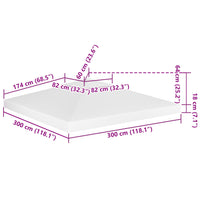 Copertura Superiore per Gazebo a 2 Strati 310 g/m² 3x3 m Bianca 312074