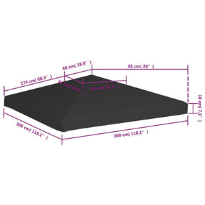 Copertura Superiore per Gazebo 270 g/m² 3x3 m Nera 312078