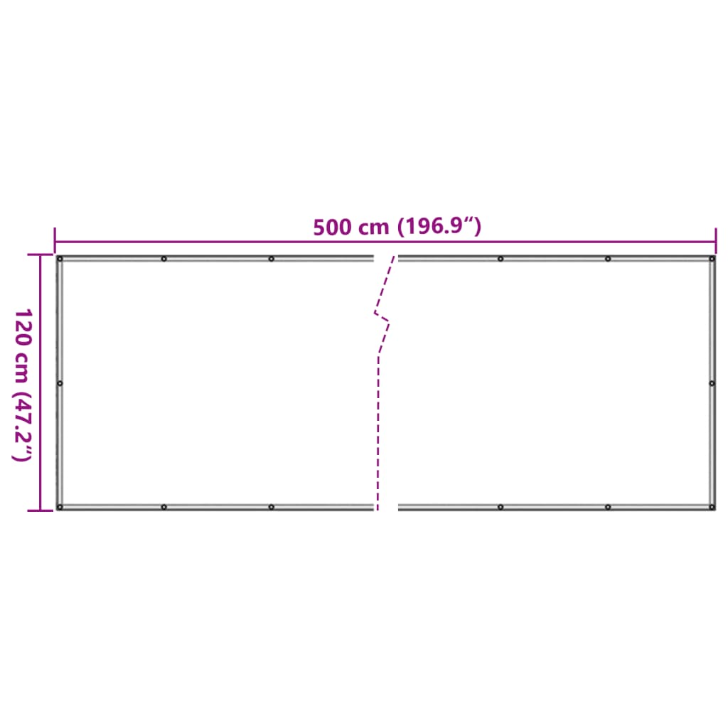 Paravento Balcone Antracite 120x500 cm Tessuto Oxford