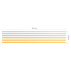 Paravento da Balcone Bianco e Giallo 75x400 cm Tessuto Oxford 134901