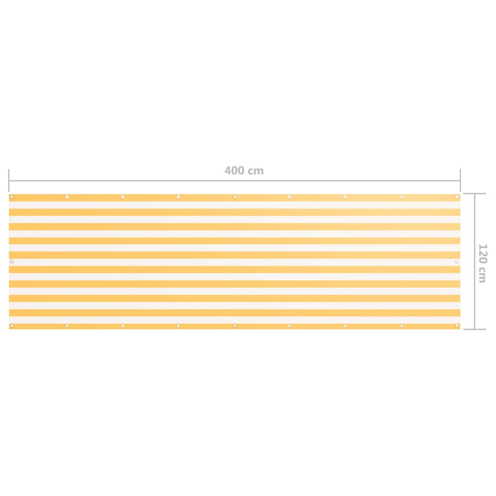 Paravento Balcone Bianco e Giallo 120x400 cm Tessuto Oxford