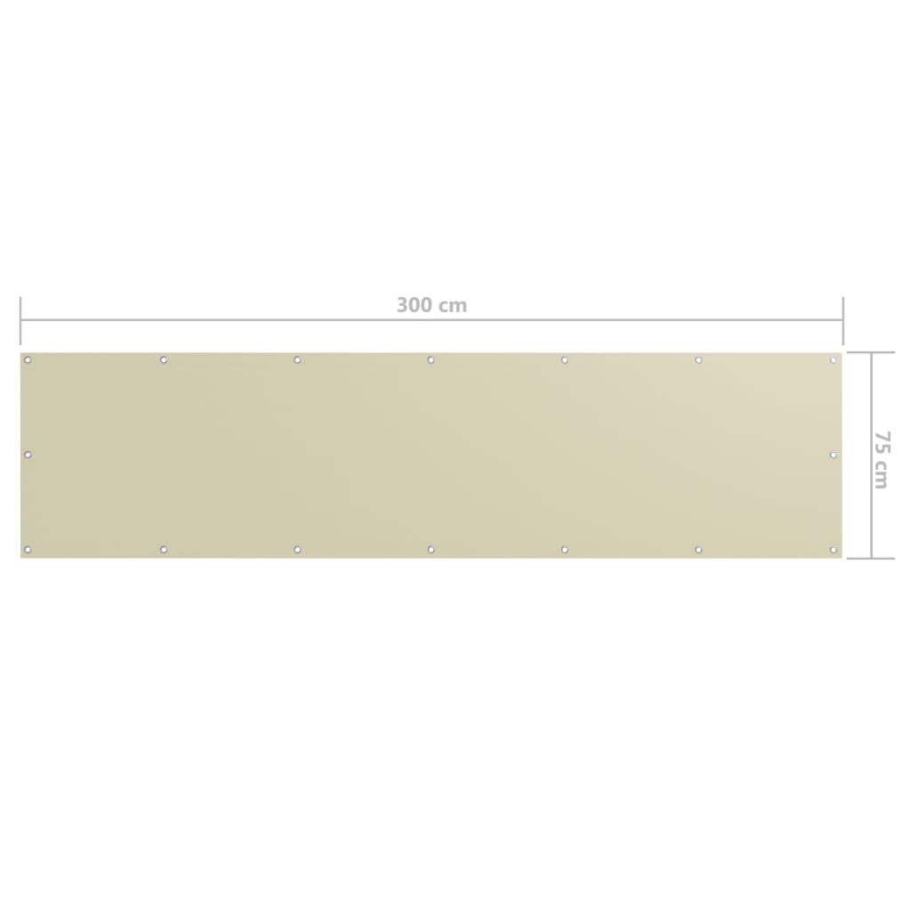 Paravento da Balcone Crema 75x300 cm Tessuto Oxford