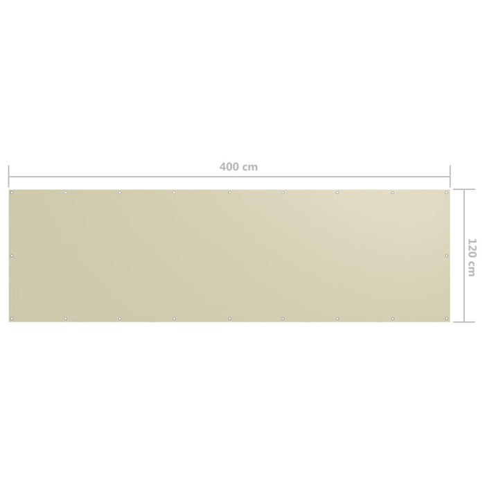 Paravento da Balcone Crema 120x400 cm in Tessuto Oxford cod mxl 11800