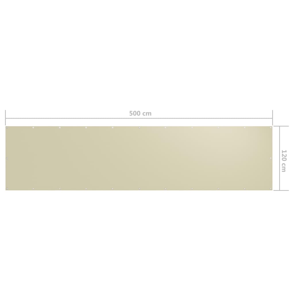 Paravento da Balcone Crema 120x500 cm Tessuto Oxford cod mxl 66562