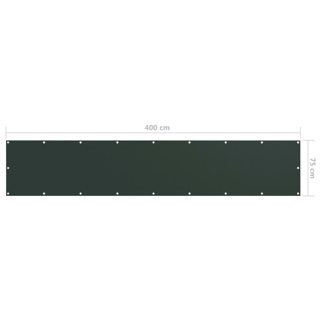 Paravento da Balcone Verde Scuro 75x400 cm Tessuto Oxford cod mxl 18885