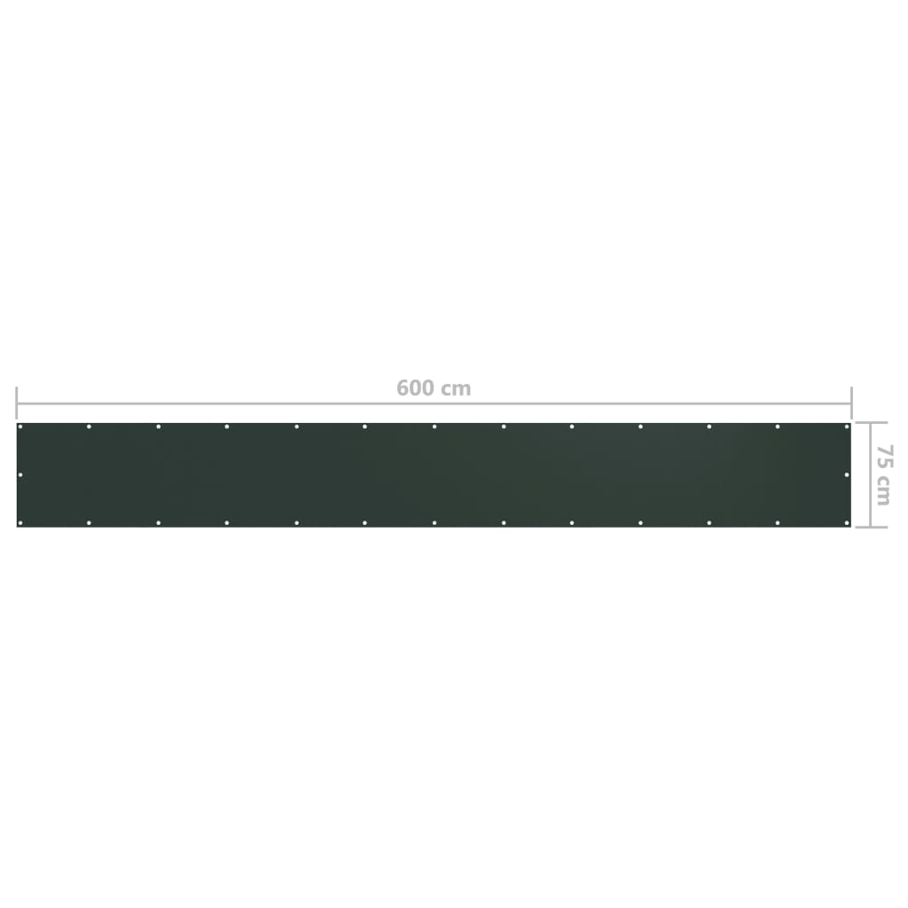 Paravento da Balcone Verde Scuro 75x600 cm Tessuto Oxford 134999