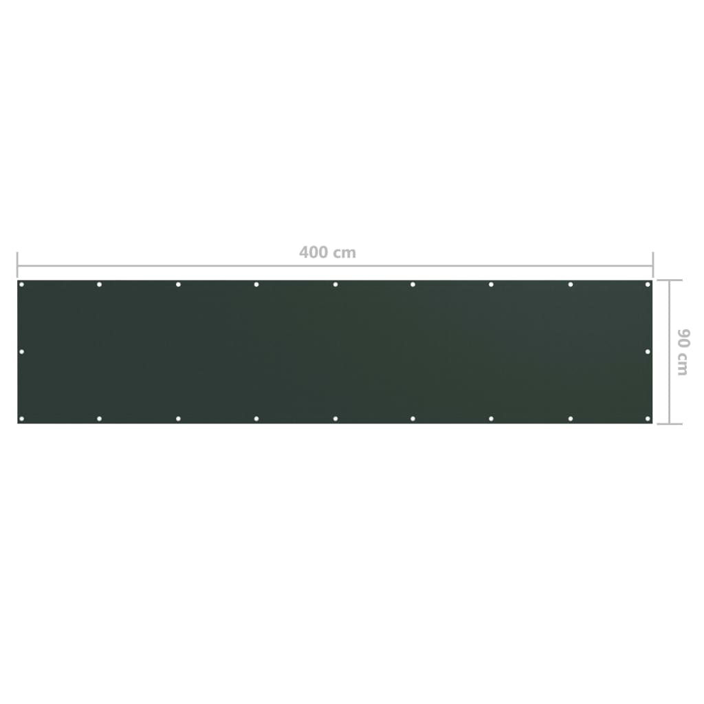 Paravento da Balcone Verde Scuro 90x400 cm Tessuto Oxford 135001