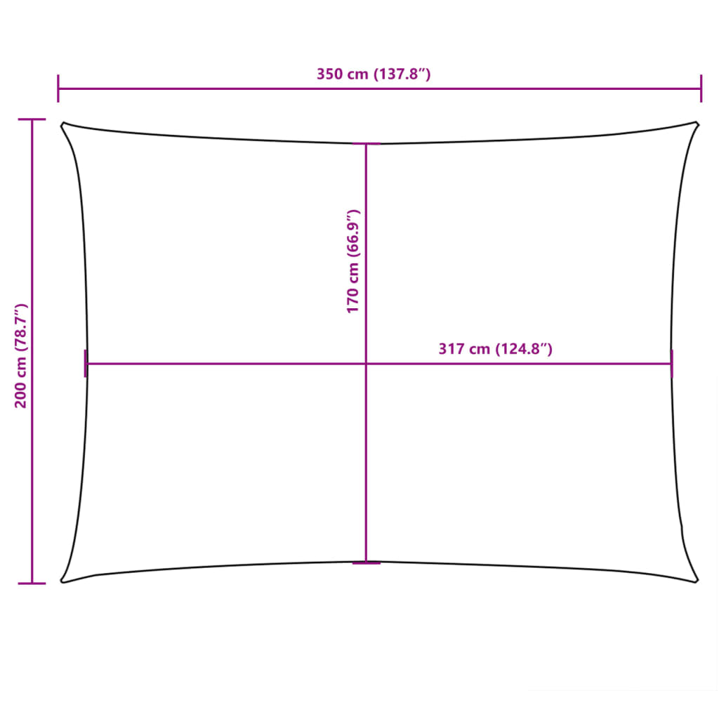 Parasole a Vela Oxford Rettangolare 2x3,5 m Antracite 135091