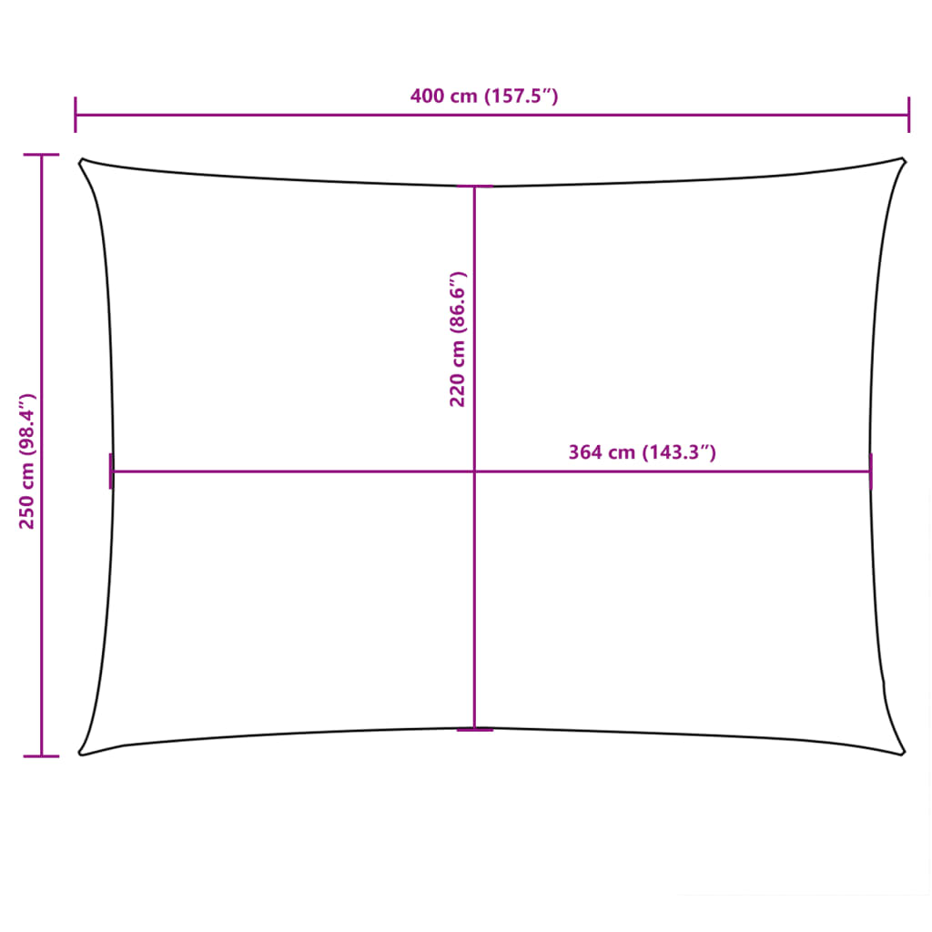 Parasole a Vela Oxford Rettangolare 2,5x4 m Antracite 135097