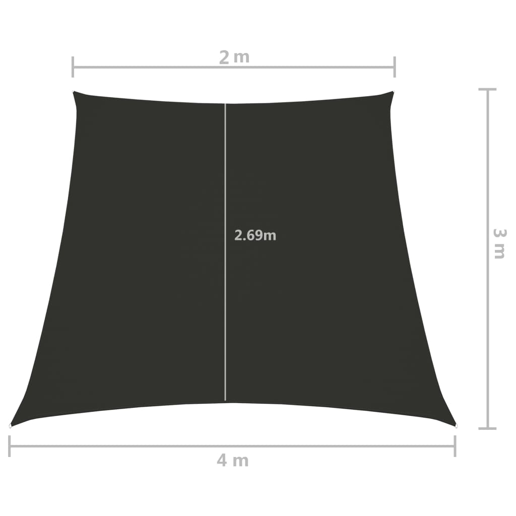 Parasole a Vela in Tela Oxford a Trapezio 2/4x3 m Antracite