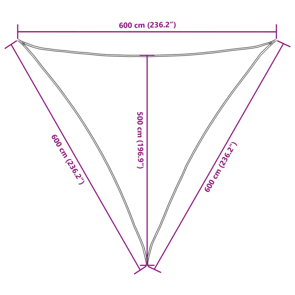 Parasole a Vela in Tessuto Oxford Triangolare 6x6x6 m Beige 135185