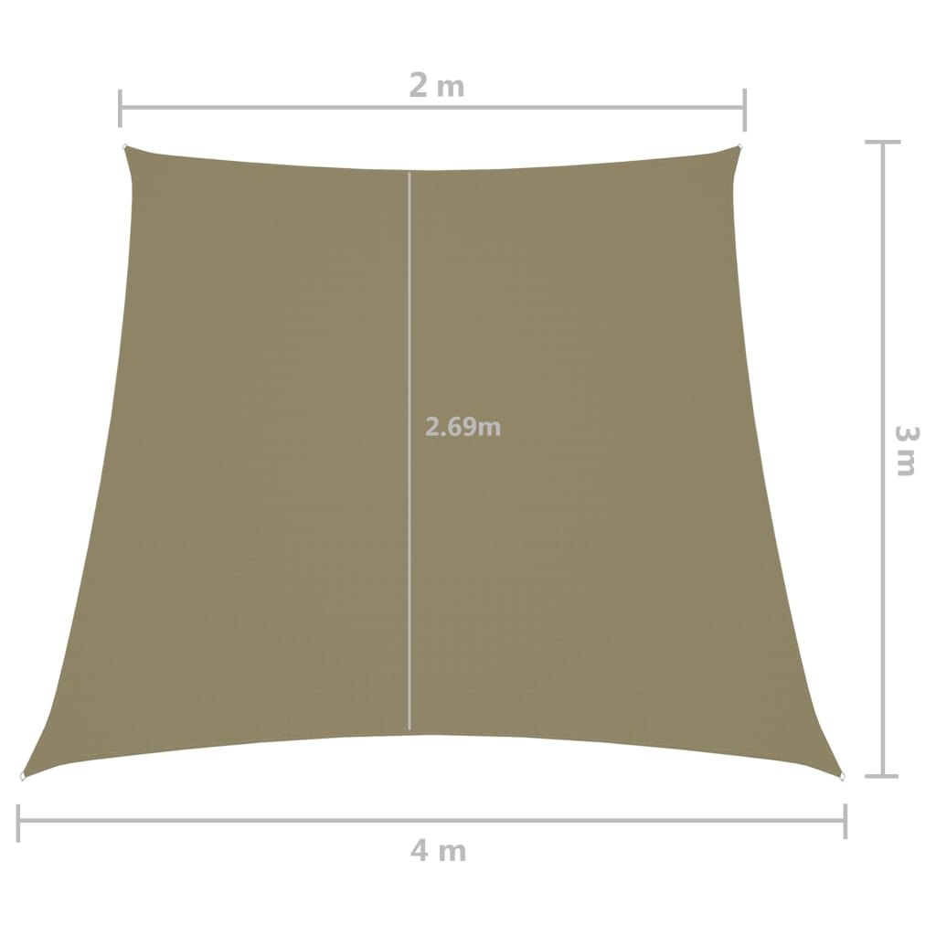 Parasole a Vela in Tela Oxford a Trapezio 2/4x3 m Beige 135186