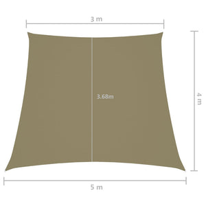 Parasole a Vela in Tela Oxford a Trapezio 3/5x4 m Beige