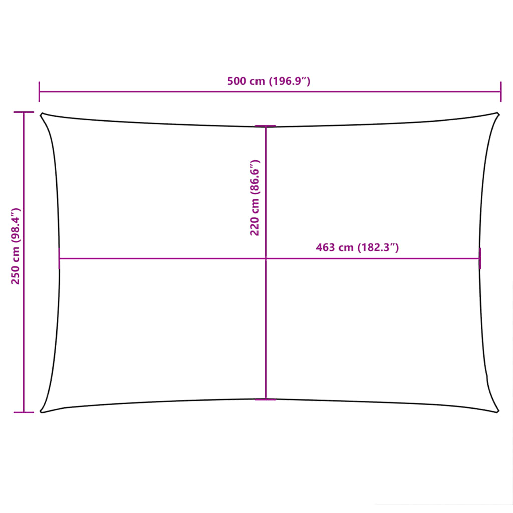 Parasole a Vela Oxford Rettangolare 2,5x5 m Crema 135209