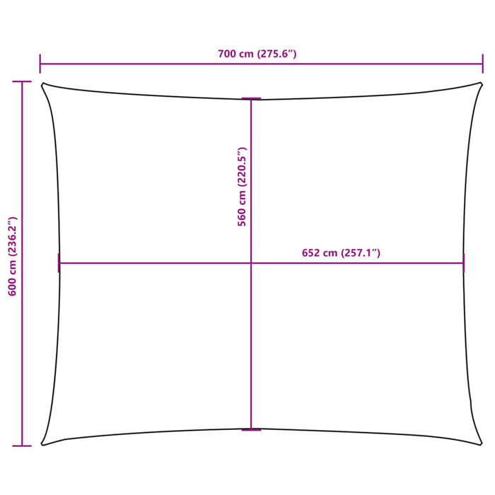 Parasole a Vela Oxford Rettangolare 6x7 m Crema 135222