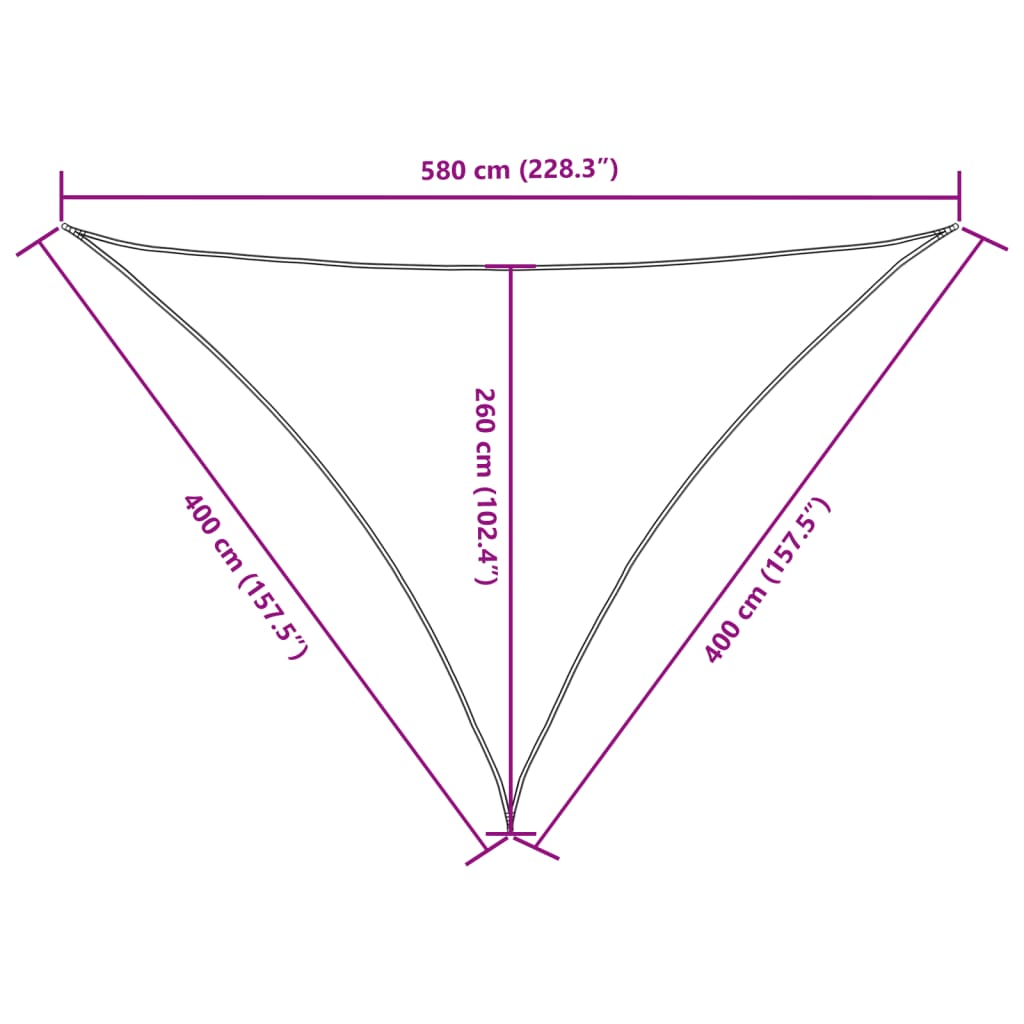 Parasole a Vela Oxford Triangolare 4x4x5,8 m Crema 135232