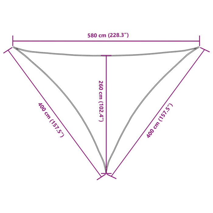 Parasole a Vela Oxford Triangolare 4x4x5,8 m Crema 135232