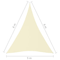 Parasole a Vela Oxford Triangolare 5x6x6 m Crema 135236