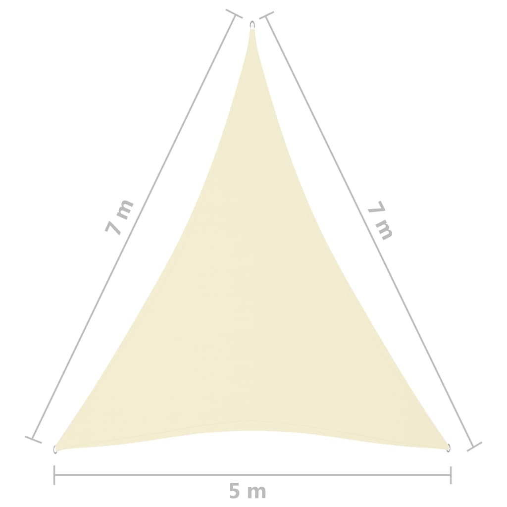 Parasole a Vela in Tessuto Oxford Triangolare 5x7x7m Crema 135237