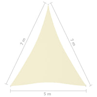 Parasole a Vela in Tessuto Oxford Triangolare 5x7x7m Crema 135237