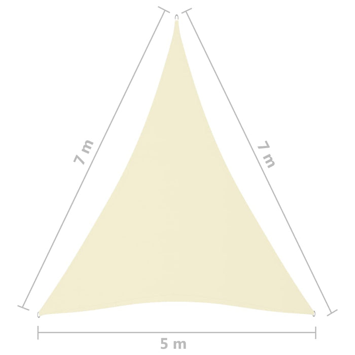 Parasole a Vela in Tessuto Oxford Triangolare 5x7x7m Crema 135237