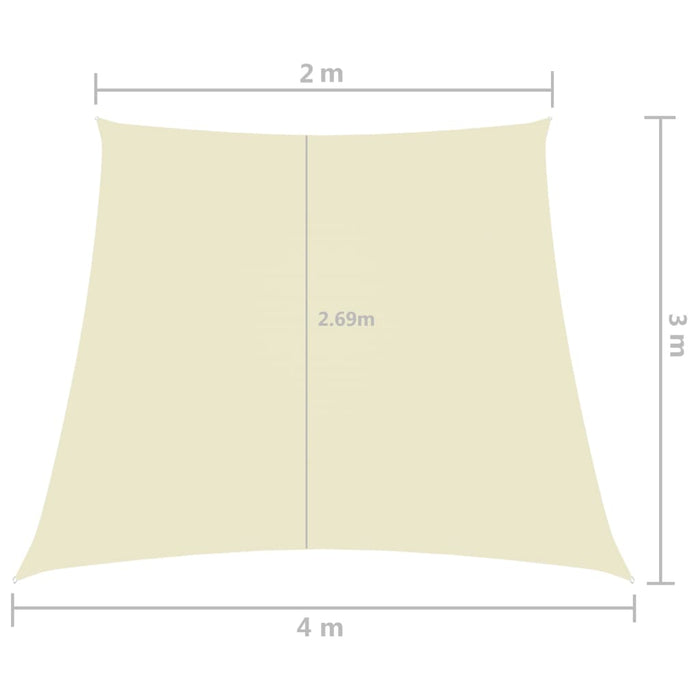 Parasole a Vela in Tela Oxford a Trapezio 2/4x3 m Crema